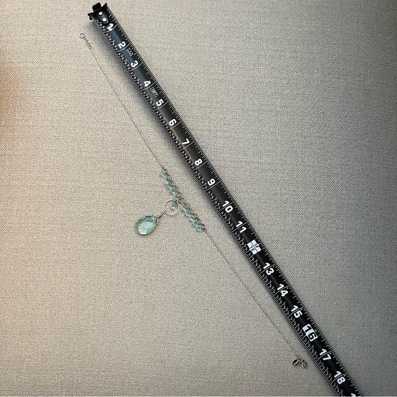 Express Aqua Blue Teardrop Pendant Necklace Silver Tone By Express - Picture 7 of 8